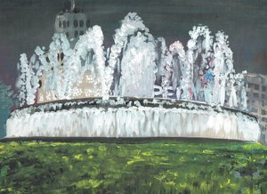 Barcelona nat, 1994, (akryl på lærredstavle) af Vincent Alexander Booth