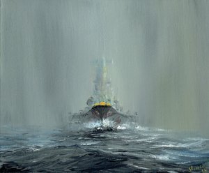 Battleship Yamato 1945, 2016, (olie på lærredstavle)
