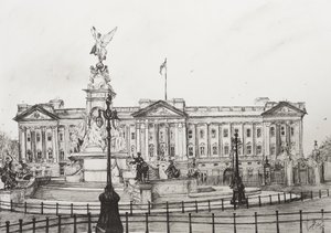 Buckingham Palace, London, 2006, (blæk på papir) af Vincent Alexander Booth