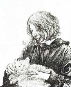 Pige og kat, 2022 af Vincent Alexander Booth