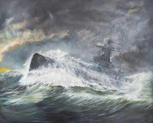 Graf Spee går ind i Det Indiske Ocean 3. november 1939, 2006, (Olie on Canvas) af Vincent Alexander Booth