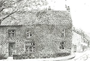 House at Ribchester, 2012, (blæk på papir) af Vincent Alexander Booth