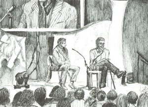 Interview med Johnny Walker; 2007; (blæk på papir) af Vincent Alexander Booth