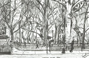 Madison square park New York, 2003, (blæk på papir) af Vincent Alexander Booth