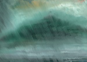 Mountains rain, 2017, (olie på lærred) af Vincent Alexander Booth