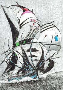 Storm Creators Andaman Sea, 2017, (Blæk på papir) af Vincent Alexander Booth