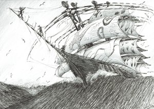 Storm Creators Barentshavet, 2017, (Blæk på papir) af Vincent Alexander Booth