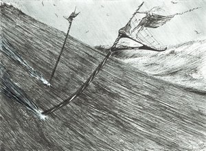 Storm Creators Black Sea, 2017, (blæk på papir) af Vincent Alexander Booth