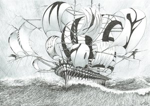 Storm Creators Bohol Sea, 2017, (Blæk på papir) af Vincent Alexander Booth