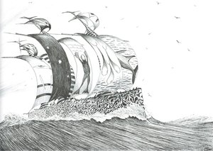 Storm Creators Cape Henlopen, 2024 (blæk og blyant på papir) af Vincent Alexander Booth