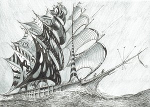 Storm Creators Caribbean Sea, 2017, (Blæk på papir) af Vincent Alexander Booth