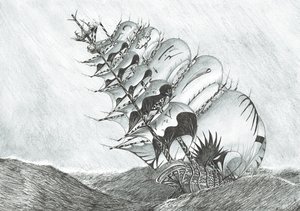 Storm Creators East China Sea, 2017, (blæk på papir) af Vincent Alexander Booth