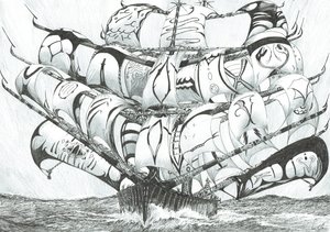 Storm Creators East Siberian Sea, 2017, (Blæk på papir) af Vincent Alexander Booth