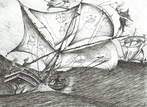 Storm Creators Indiske Ocean, 2017, (blæk på papir) af Vincent Alexander Booth