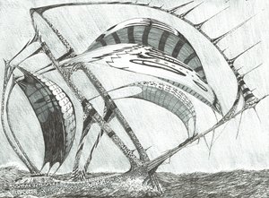 Storm Creators Laptev Sea, 2017, (blæk på papir) af Vincent Alexander Booth