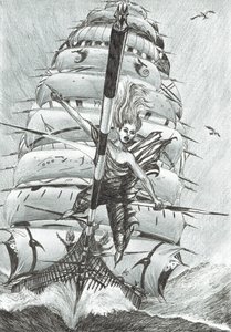 Storm Creators Lazarev Sea, 2017, (blæk på papir) af Vincent Alexander Booth