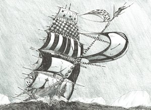 Storm Creators Prince Gustav Adolf Sea, 2017, (blæk på papir) af Vincent Alexander Booth