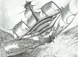Storm Creators Risser-Larson Sea, 2017, (blæk på papir) af Vincent Alexander Booth