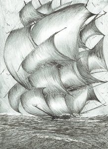 Storm Creators Sea of Okhotsk, 2017, (Blæk på papir) af Vincent Alexander Booth