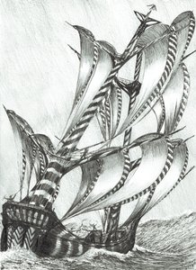 Storm Creators Solomon Sea, 2017, (blæk på papir) af Vincent Alexander Booth