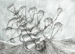 Storm Creators South China Sea, 2017, (Blæk på papir) af Vincent Alexander Booth