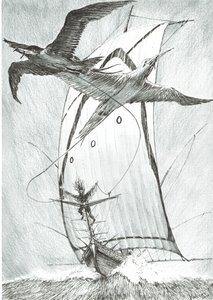 Storm Creators Wandel Sea, 2017, (blæk på papir) af Vincent Alexander Booth
