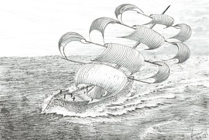Storm Creators Yathkyed, 2023 (blæk og blyant på papir) af Vincent Alexander Booth