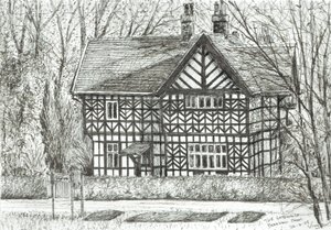 The Gatehouse at Bramhall Park, 2007, (blæk på papir) af Vincent Alexander Booth
