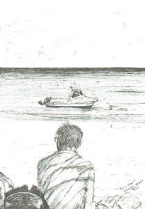 Tiwi beach Kenya, 2006; (blæk på papir) af Vincent Alexander Booth