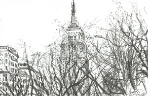 Udsigt fra cafe New York, 2003, (Blæk på papir) af Vincent Alexander Booth