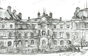Jardin Luxembourg Paris, 2003, (Blæk på papir) af Vincent Alexander Booth