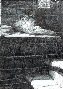 side 21, Slottet i Findhorns skov, 2006, (blæk på papir) af Vincent Alexander Booth