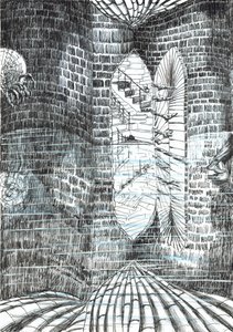 side23, The Castle in the Forest of Findhorn, 2006, (blæk på papir) af Vincent Alexander Booth