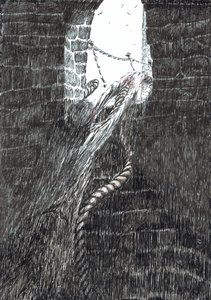 side 33, Slottet i Findhorns skov, 2006, (blæk på papir) af Vincent Alexander Booth