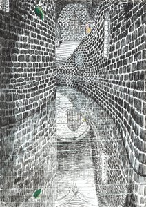 side35,The Castle in the Forest of Findhorn, 2006, (blæk på papir) af Vincent Alexander Booth