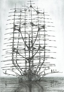stormskabere Sea of Japan, 2017, (blæk på papir) af Vincent Alexander Booth