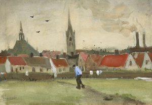 Udsigt over Haag med Nieuwe Kerk, 1882. af Vincent van Gogh