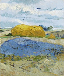 Hvedestak under en overskyet himmel, Auvers-sur-Oise, 1889. af Vincent van Gogh
