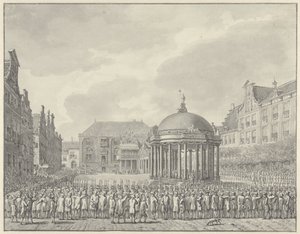 Taget i ed i regeringsreglementet på Grote Markt i Haarlem, 5. september 1787 af Vincent Jansz. van der Vinne (signed by artist)