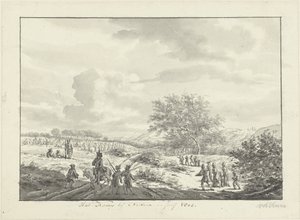 Hærlejr i klitterne nær Overveen i juli 1803 Lejren nær Overveen, i juli 1803 (titel på objekt)