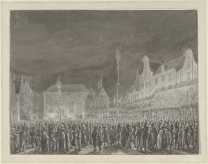 Fejring af proklamationen af ​​alliancen med Frankrig på Grote Markt i Haarlem, 1795