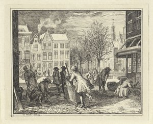 Herrer arbejder på en gade