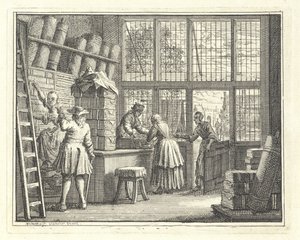Interiør i en stofbutik af Vincent Laurensz. van der Vinne (II)