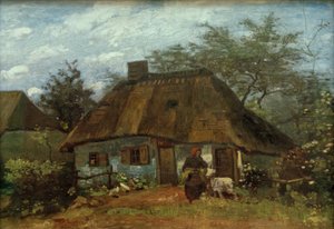 Bondegård og kvinde med ged af Vincent van Gogh