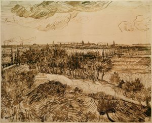 Udsigt over Arles fra Montmajour af Vincent van Gogh