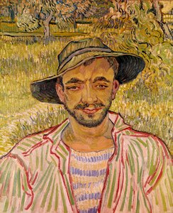 Buste af bondeansigt med stråhat Maleri af Vincent Van Gogh (1853-1890) 1889 Dim. 61x50 cm. Galleria Nazinale d