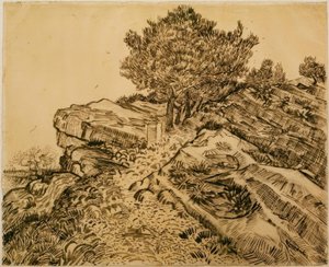 Klippen i Montmajour med fyrretræer af Vincent van Gogh