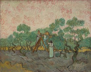 Kvinder høster oliven. 1889 af Vincent van Gogh