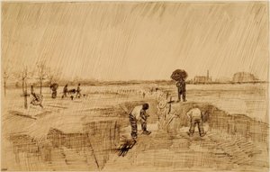 Kirkegård i regnen af Vincent van Gogh