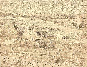 Høst - La Crau-sletten, 1888. af Vincent van Gogh